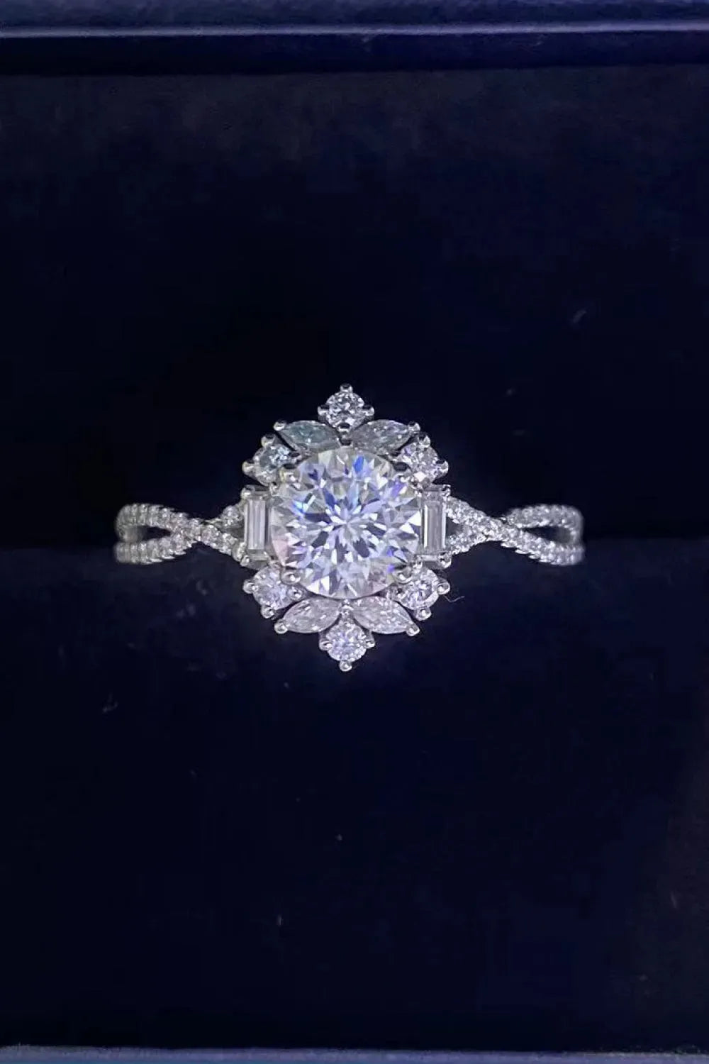 Floral 2 Carat Moissanite Crisscross Ring Moissanite - Tophatter Daily Deals